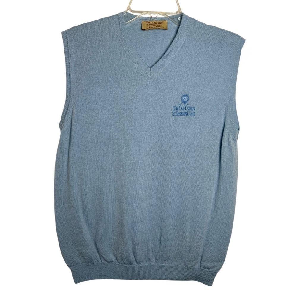 St Andrews Links The Old Course Wool Sweater Vest Men’s Size Medium Blue Golf